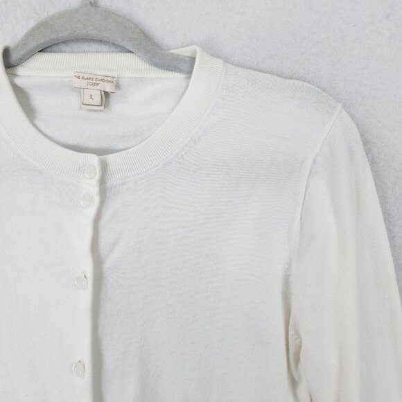 J Crew Sweater Womens Large White The Clare Cardigan Button Front Crewneck Knit - Picture 2 of 14